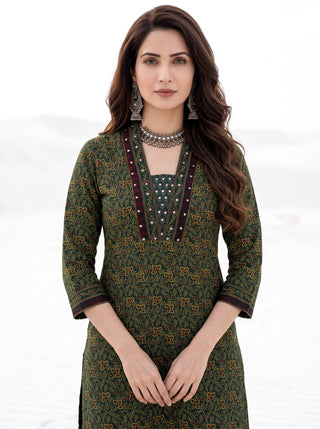 Ajrakh Vismay Set of Kurta Salwar Pants & Dupatta