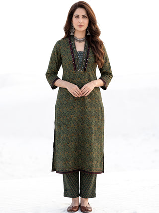 Ajrakh Vismay Set of Kurta Salwar Pants & Dupatta