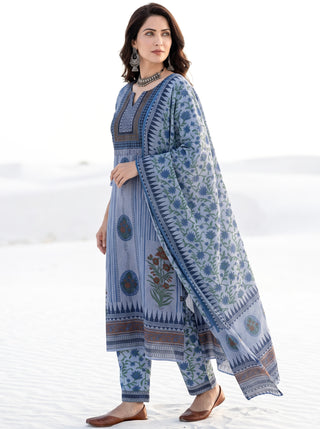 Aina Darmaya Set Of Kota Doria Kurta Pants Dupatta