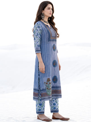 Aina Darmaya Set Of Kota Doria Kurta Pants Dupatta