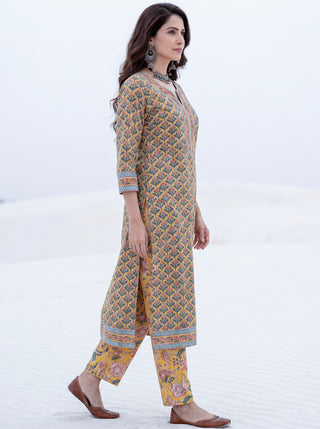 Aina Velara  Set Of Cotton Kurta Pants Dupatta