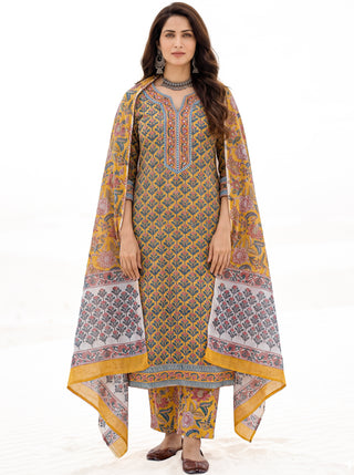 Aina Velara  Set Of Cotton Kurta Pants Dupatta