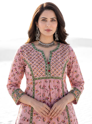 Aina Ida Set Of Cotton Kurta Pants Dupatta