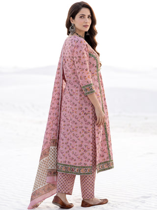 Aina Ida Set Of Cotton Kurta Pants Dupatta