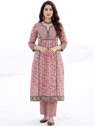 Aina Ida Set Of Cotton Kurta Pants Dupatta