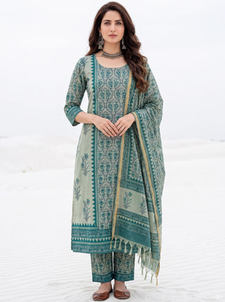 Aina Charitra Set Of Kurta Pants & Dupatta