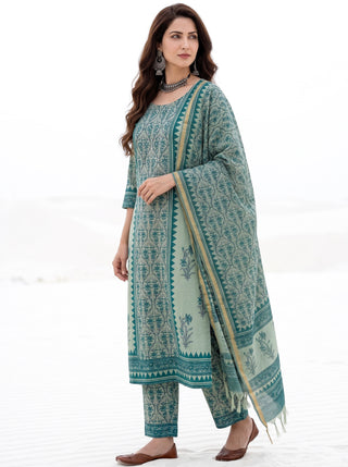 Aina Charitra Set Of Kurta Pants & Dupatta