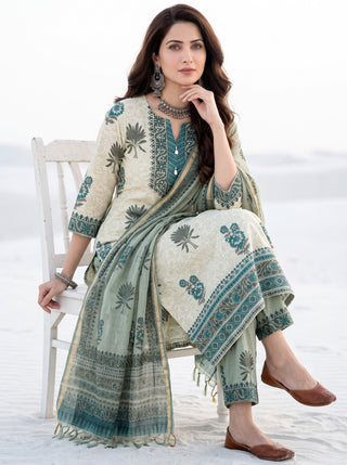 Aina Juraha Set Of Kurta Pants & Dupatta