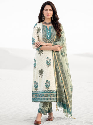 Aina Juraha Set Of Kurta Pants & Dupatta