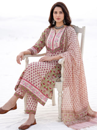 Aina Jirah Set Of Kurta Salwar Pants & Dupatta