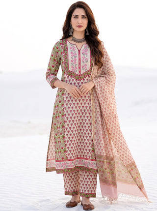 Aina Jirah Set Of Kurta Salwar Pants & Dupatta
