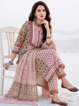 Aina Jirah Set Of Kurta Salwar Pants & Dupatta