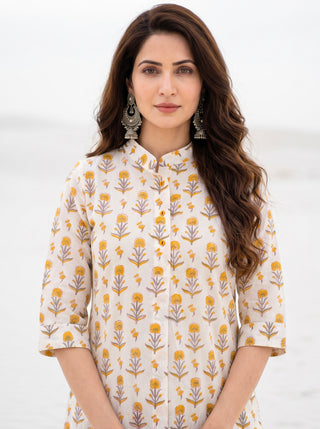 Hand Block Printed Cotton Fabric Per Meter - F001F2273