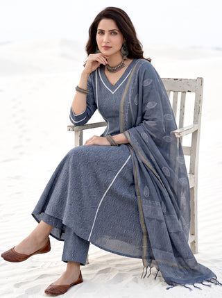 Aina Akora Set Of Kurta Salwar Pants & Dupatta