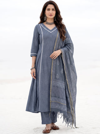 Aina Akora Set Of Kurta Salwar Pants & Dupatta