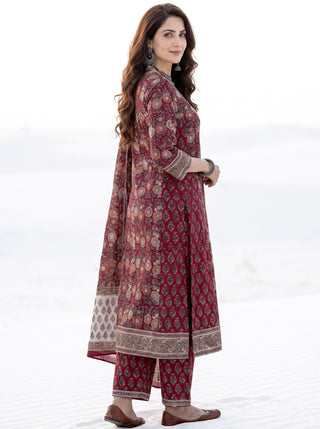 Aina Russar Set Of Kurta Salwar Pants & Dupatta