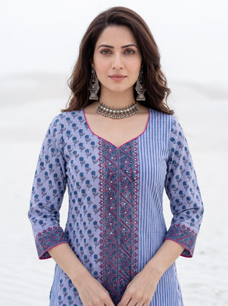 Hand Block Printed Cotton Fabric Per Meter - F001F3154