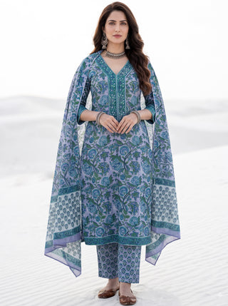 Aina Neeran Set Of Kurta Pants & Dupatta