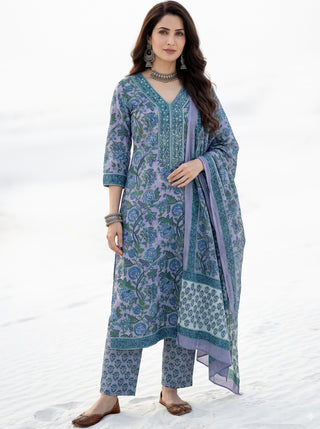Aina Neeran Set Of Kurta Pants & Dupatta