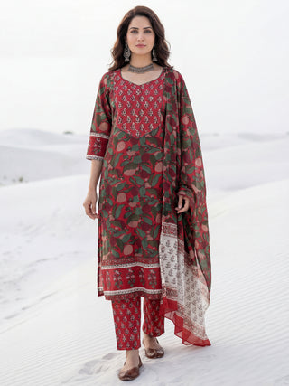 Aina Jina Set Of Kurta Pants Dupatta