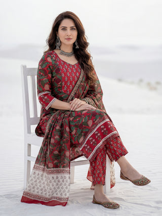 Aina Jina Set Of Kurta Pants Dupatta