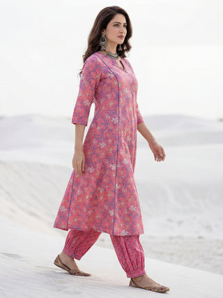 Roz Neeti Set Of Kali Kurta Pants Dupatta
