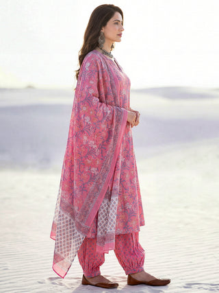 Roz Neeti Set Of Kali Kurta Pants Dupatta