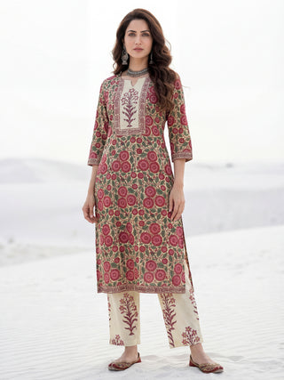Roz Avni Set Of Kurta Pants Kota Doria Dupatta