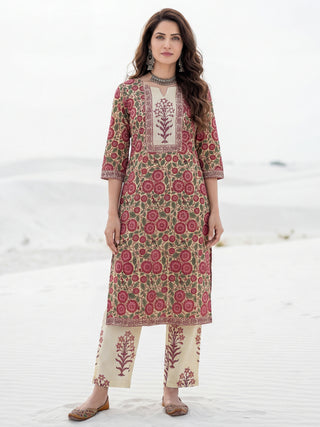 Roz Avni Set Of Kurta Pants Kota Doria Dupatta