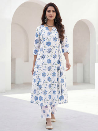 Aina Damini Set Of Kalidar Kurta Pants Dupatta