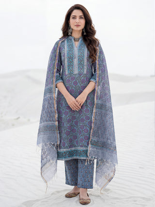 Aina Sneh Set Of Kurta Pants Kota Dupatta