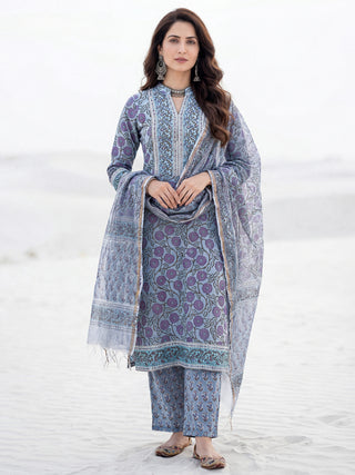 Aina Sneh Set Of Kurta Pants Kota Dupatta