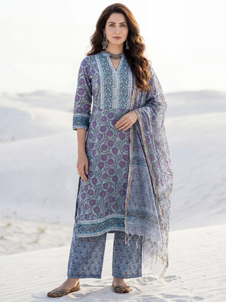 Aina Sneh Set Of Kurta Pants Kota Dupatta