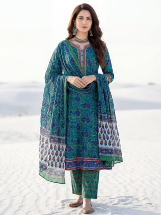 Gazal Manita Set Of A Line Kurta Pants Dupatta