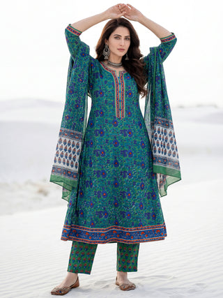 Gazal Manita Set Of A Line Kurta Pants Dupatta