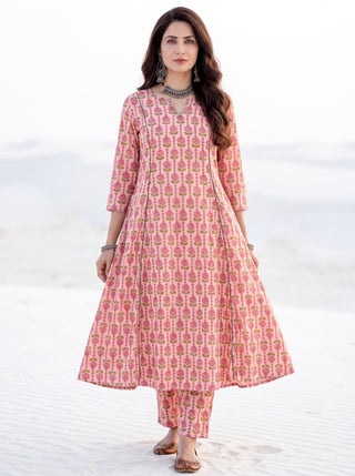 Aina Saara Set Of Kali Kurta Pants Dupatta