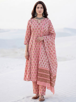 Aina Saara Set Of Kali Kurta Pants Dupatta