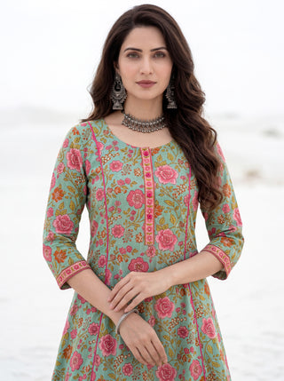 Hand Block Printed Cotton Fabric Per Meter - F001F2990