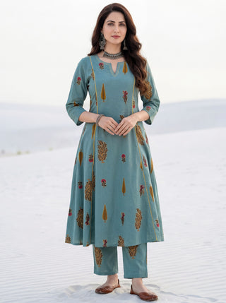 Aina Sabiha Set Of Kali Kurta Pants Dupatta