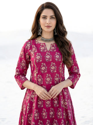 Aina Gulnaz Set Of Kali Kurta Pants & Dupatta