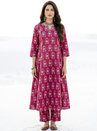 Aina Gulnaz Set Of Kali Kurta Pants & Dupatta