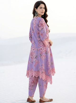Aina Ghazal Set Of A Line Kurta Tulip Pants & Dupatta