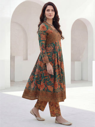 Rozana Tamanna Set Of Flared Kurta Pants Dupatta