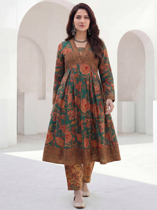 Rozana Tamanna Set Of Flared Kurta Pants Dupatta