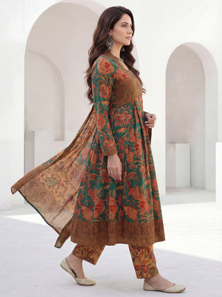 Rozana Tamanna Set Of Flared Kurta Pants Dupatta