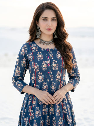 Aina Najma Set Of Kali Kurta Pants & Dupatta