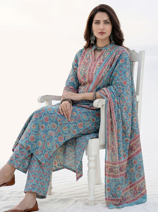 Aina Ruh Set Of Kurta Pants Kota Dupatta