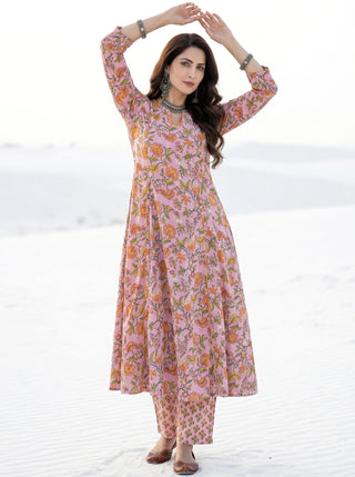 Aina Samah Set Of Kali Kurta Pants Dupatta