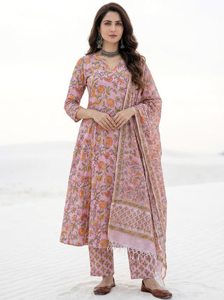 Aina Samah Set Of Kali Kurta Pants Dupatta