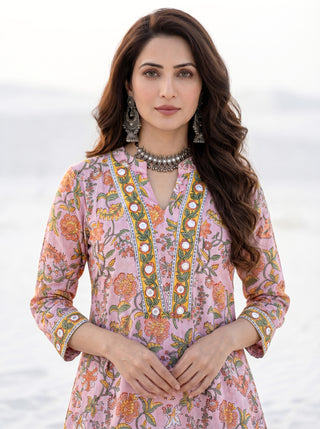 Aina Fiza Set Of Straight Kurta Pants Kota Dupatta